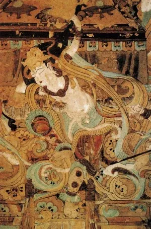 Pinterest 设计灵感 | 《反弹琵琶图》 唐 佚名 壁画 甘肃敦煌莫高窟112窟 此图见于莫高窟112窟的《伎乐图》,为该窟《西方净土变》的一部分。表…