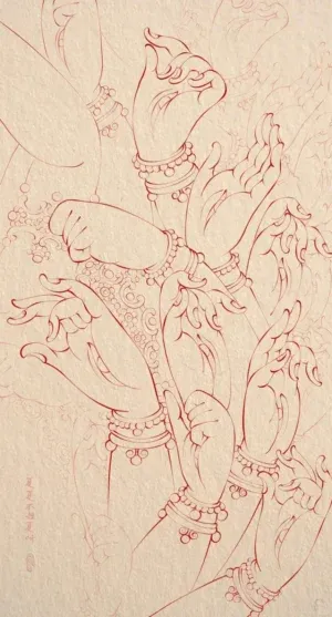 Pinterest 设计灵感 | 敦煌 千手观音(局部) 控笔练习 #敦煌 #壁画 #白描 #佛手 #白描 #画画的日常 #线稿 #控笔练习 #线条 #传统文化
