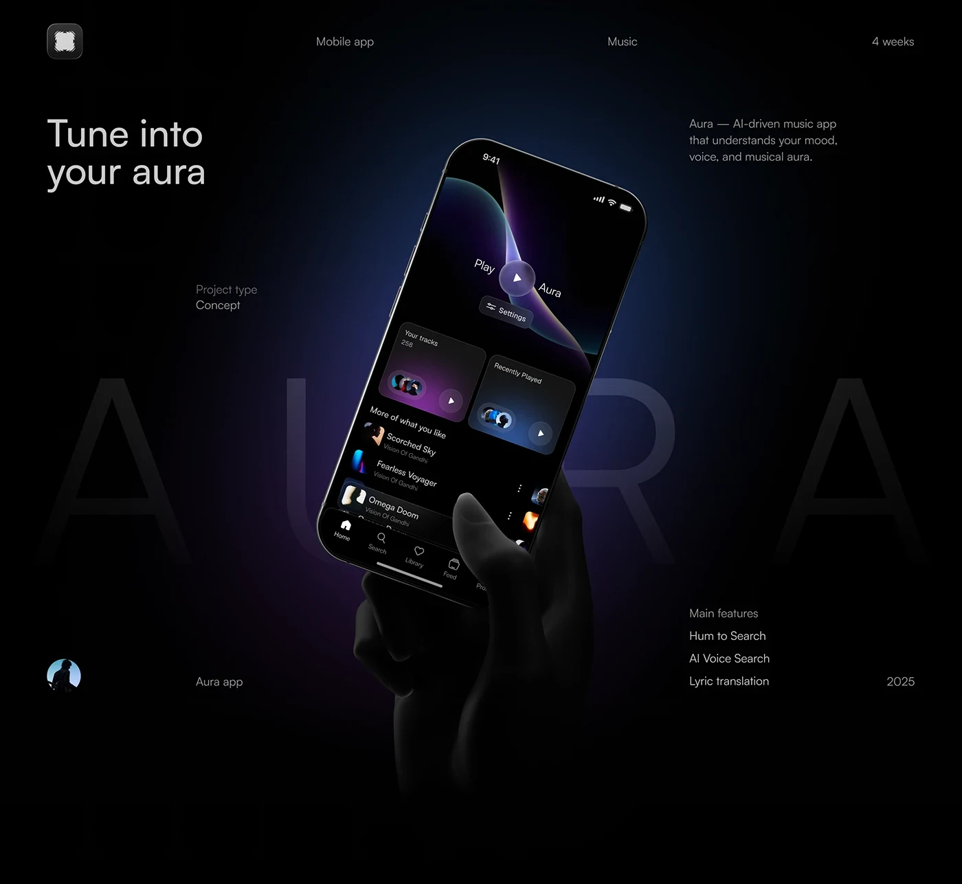 Behance 设计精选 | Aura music mobile app-多模态AI
