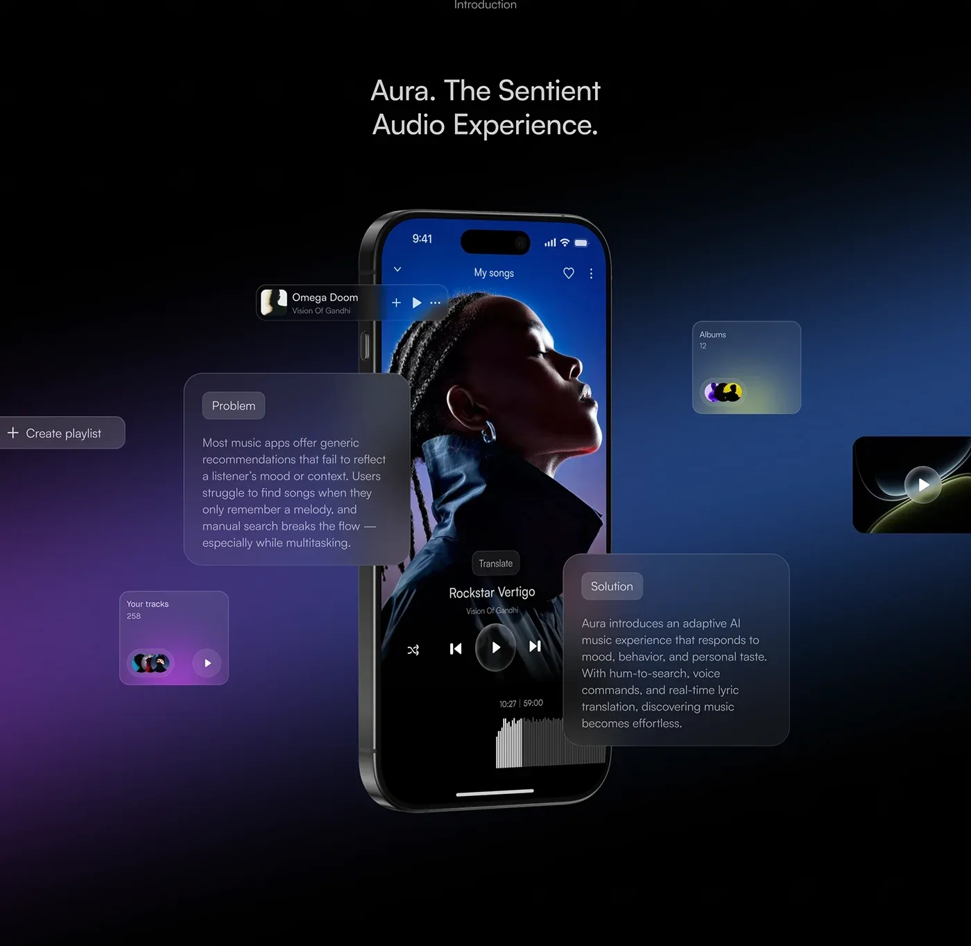 Behance 设计精选 | Aura music mobile app-多模态AI