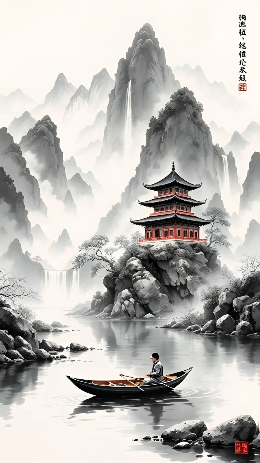 Pinterest 设计灵感 | Chinese landscape painting in ink #aiart-多模态AI