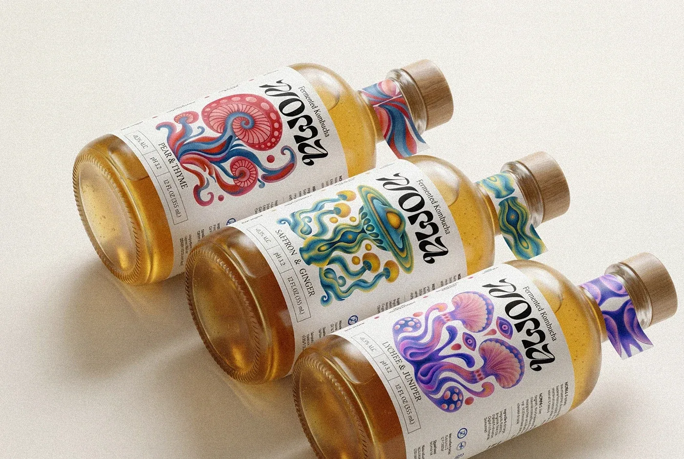 Behance 设计精选 | NOMA | Kombucha Branding, Label, Logo, Illustration-多模态AI