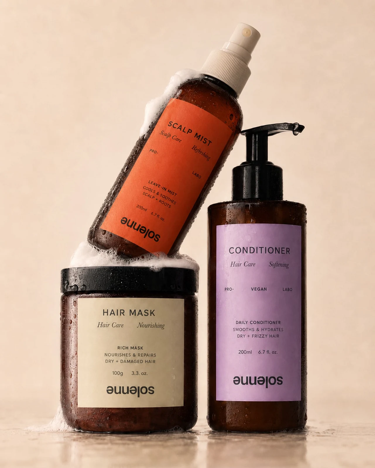 Behance 设计精选 | solenne - skincare hair and packaging / logo design-多模态AI