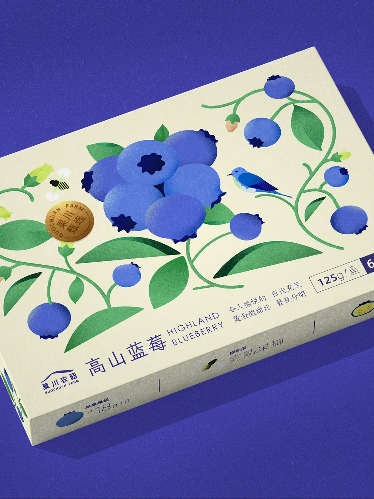 Behance 设计精选 | 「蓝莓礼盒」插画&包装设计-多模态AI