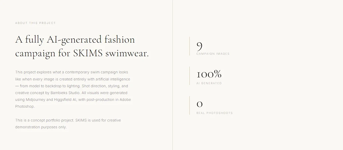 Behance 设计精选 | SKIMS Swimwear — AI-Generated Fashion Campaign-多模态AI