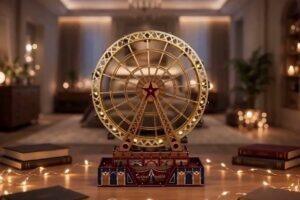 复刻梦幻八音盒：金属与暖光交织的摩天轮之夜