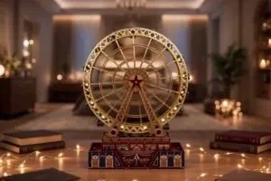 复刻梦幻八音盒：金属与暖光交织的摩天轮之夜