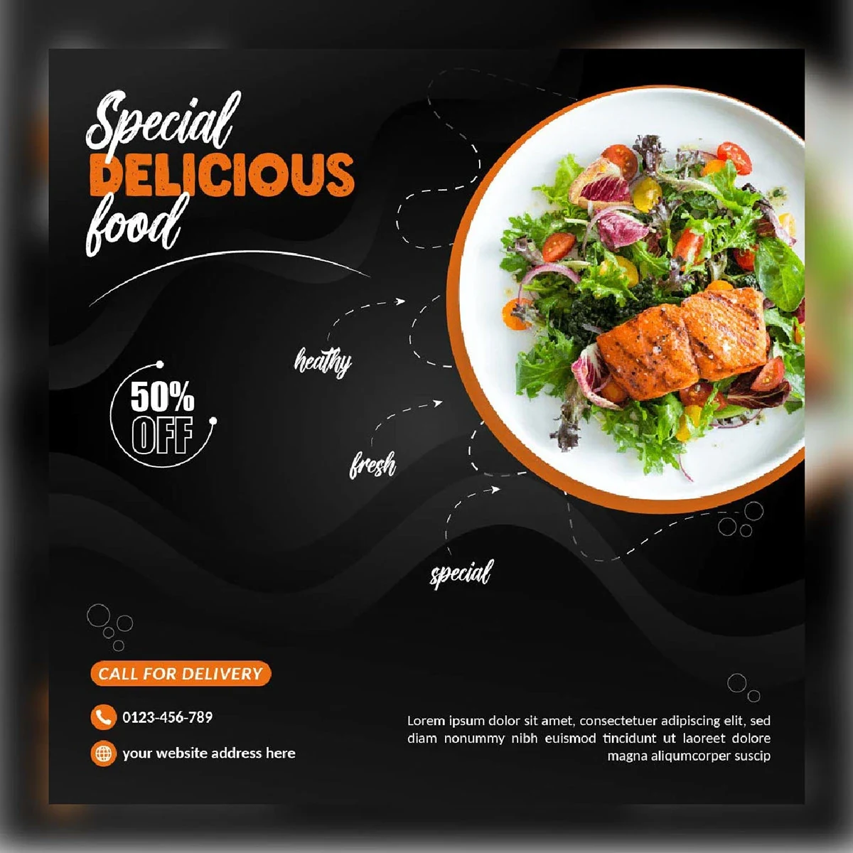 Behance 设计精选 | Organic Bites & Flavor Focus | Food Social Media Post-多模态AI