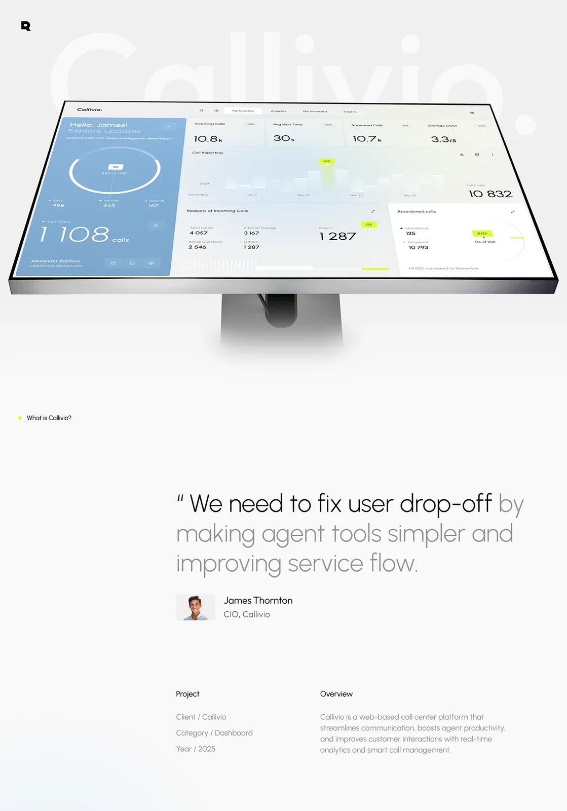 Behance 设计精选 | Callivio CRM - SaaS & UX UI Design-多模态AI