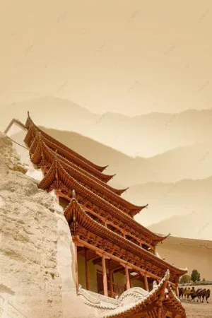 Pinterest 设计灵感 | Dunhuang Ancient Architecture Grey Chinese Style Background