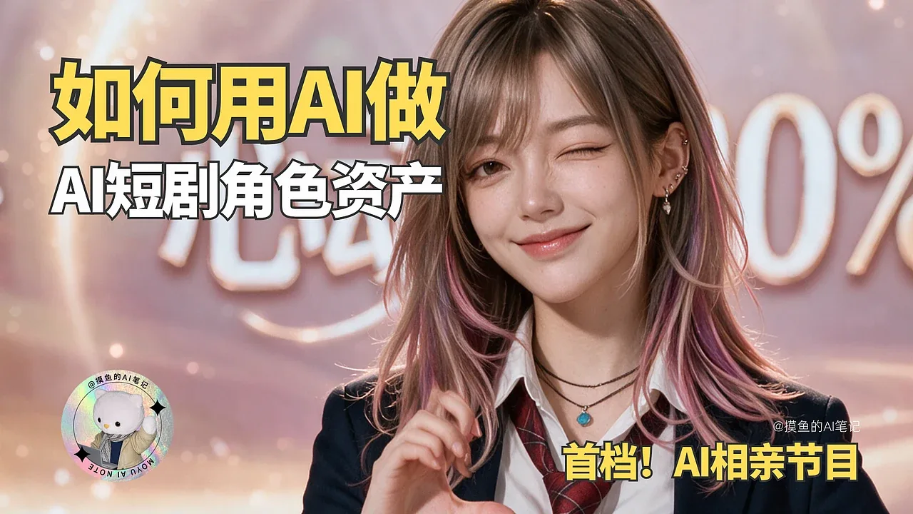 站酷设计精选 | 摸鱼AI | AI恋综💗1分钟学会如何用AI做短剧角色资产-多模态AI