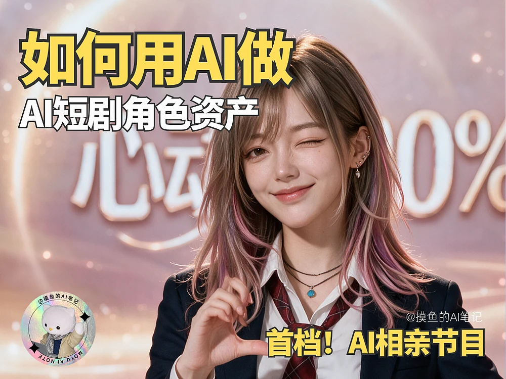 站酷设计精选 | 摸鱼AI | AI恋综💗1分钟学会如何用AI做短剧角色资产-多模态AI