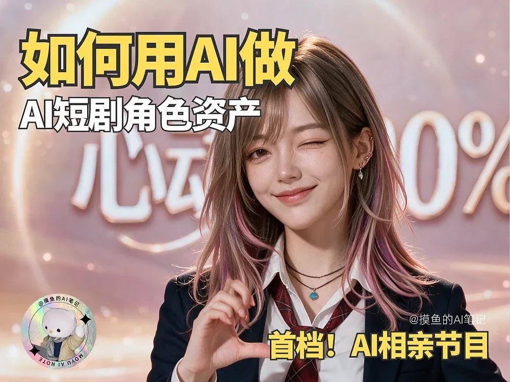 站酷设计精选 | 摸鱼AI | AI恋综💗1分钟学会如何用AI做短剧角色资产-多模态AI