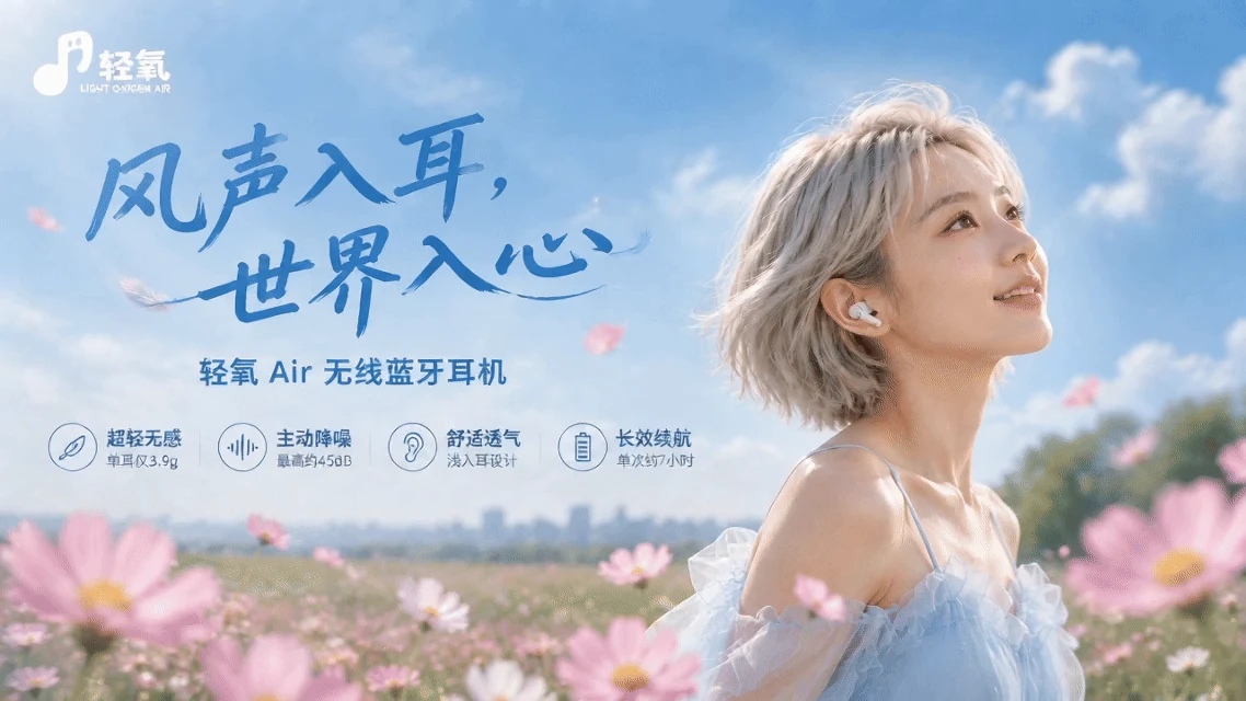 站酷设计精选 | 《轻氧 Air》无线蓝牙耳机 | TVC广告片全案设计-多模态AI