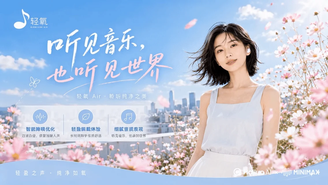 站酷设计精选 | 《听见音乐,也听见世界》 | 轻氧 AIGC 商业广告全案-多模态AI