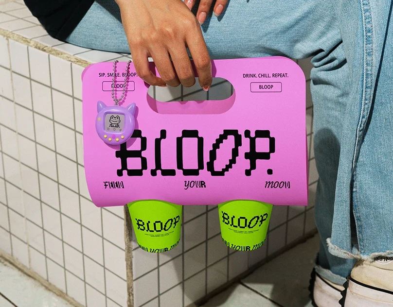 Behance 设计精选 | BLOOP — Brand Identity for Bubble Tea & Coffee-多模态AI