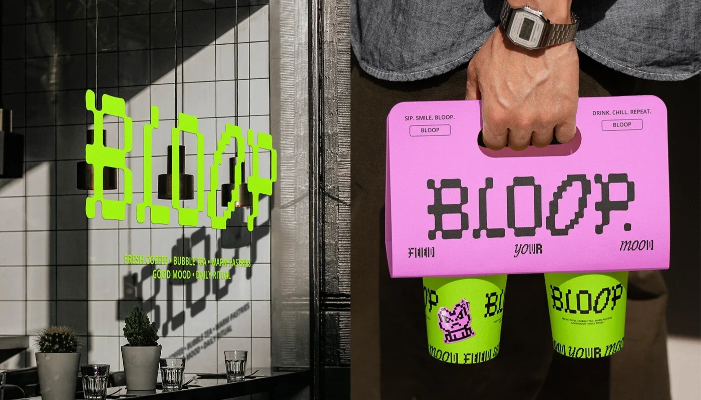 Behance 设计精选 | BLOOP — Brand Identity for Bubble Tea & Coffee-多模态AI