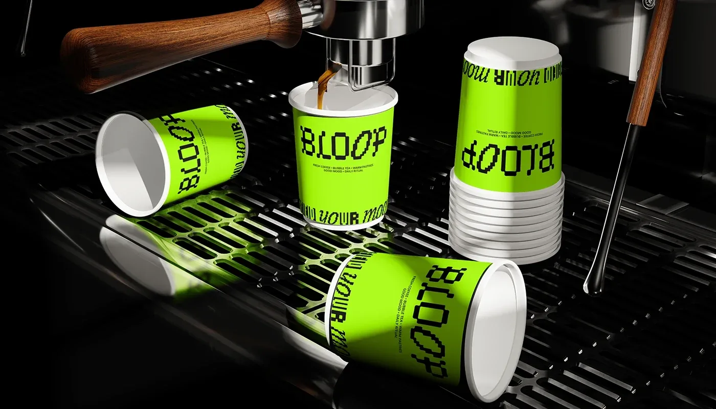 Behance 设计精选 | BLOOP — Brand Identity for Bubble Tea & Coffee-多模态AI