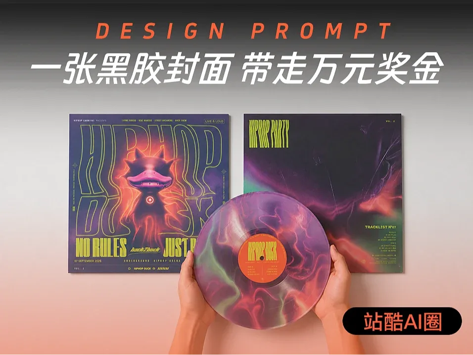 站酷设计精选 | 20分钟设计一张黑胶封面,带走万元奖金!-多模态AI