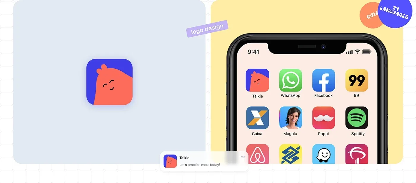 Behance 设计精选 | Talkie - Language Learning app | UI&UX case study-多模态AI