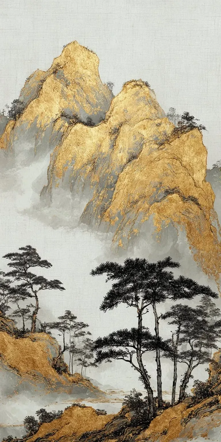 Pinterest 设计灵感 | 金箔山脉图 - 小红书-多模态AI