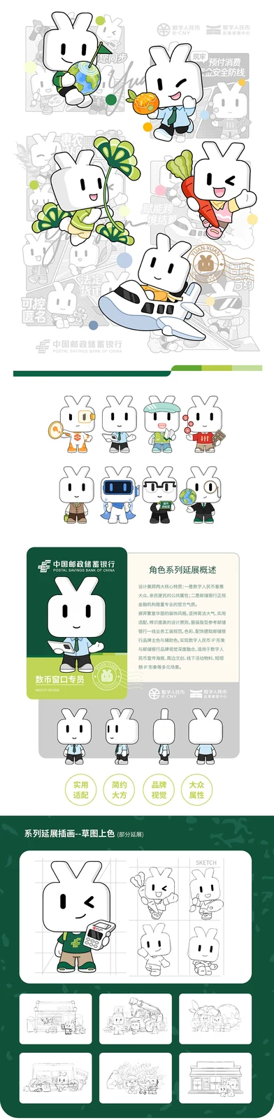 站酷设计精选 | 数币邮伴丨吉祥物插画延展设计-多模态AI