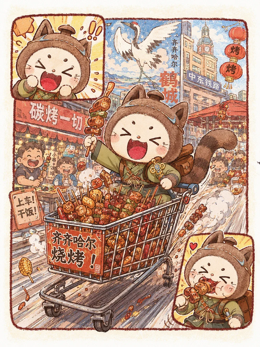 站酷设计精选 | 炭火跑了?五位烧烤高手的鹤城追火记-多模态AI