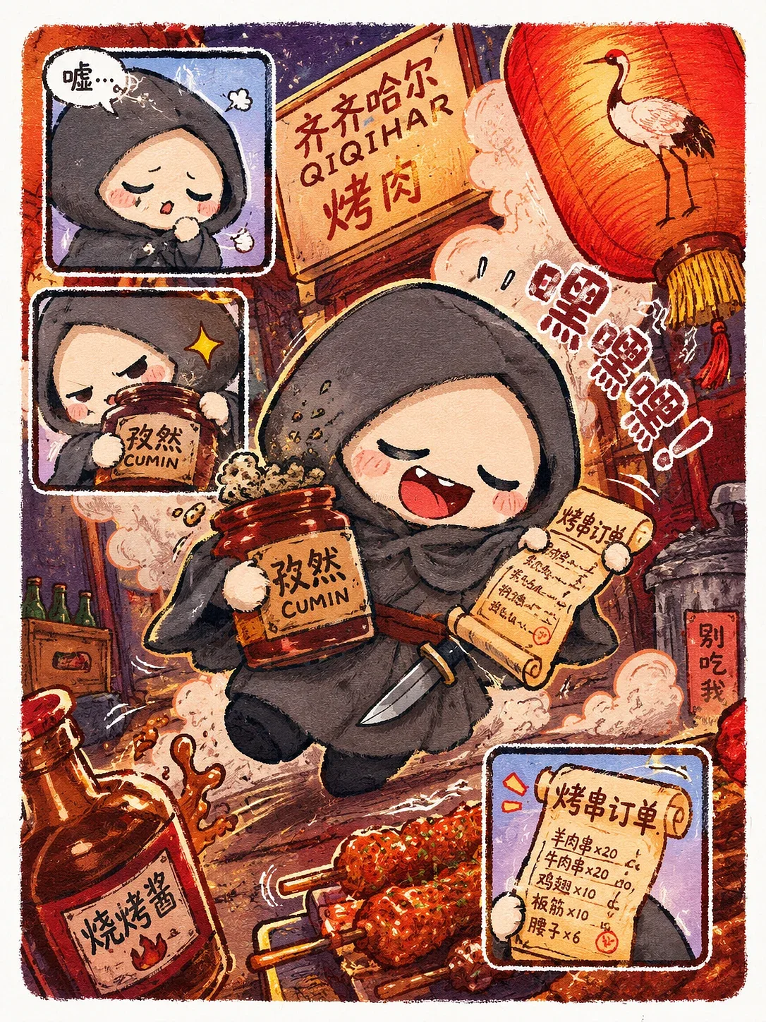站酷设计精选 | 炭火跑了?五位烧烤高手的鹤城追火记-多模态AI