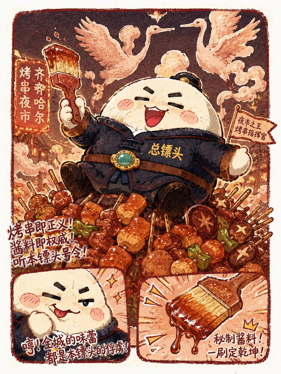 站酷设计精选 | 炭火跑了?五位烧烤高手的鹤城追火记-多模态AI