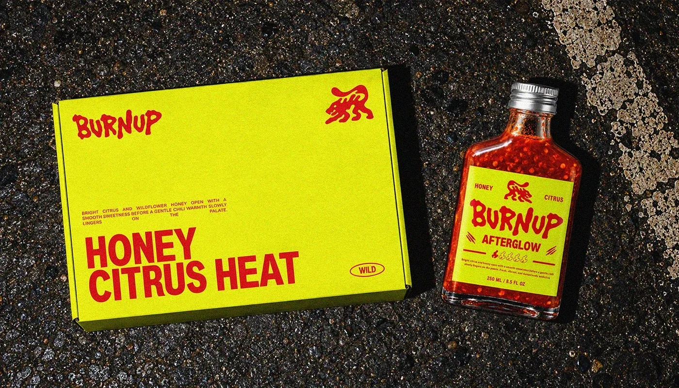 Behance 设计精选 | Burnup - Street Inspired Hot Sauce Branding-多模态AI